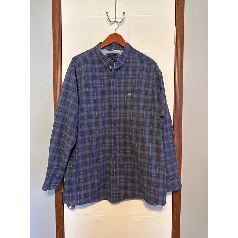 Ariat Pro Series Blue Button Up Plaid Shirt Size XXL